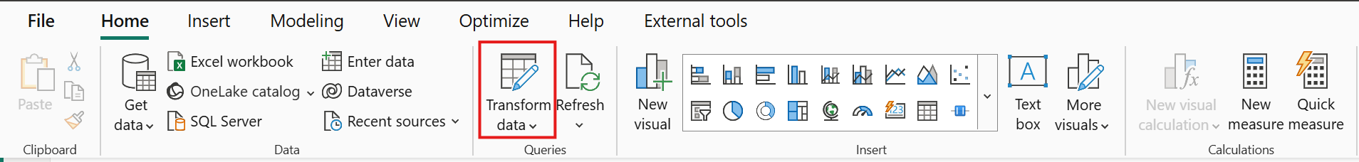 Click the Transform Data button